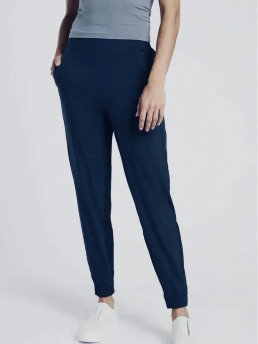 Athleta Brooklyn Heights High Rise Jogger Pants in Navy Blue Athleisure Size 16